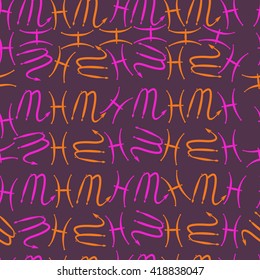Seamless pattern of zodiac signs, doodles, object,pisces,scorpio. Hand drawn.