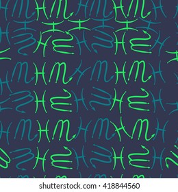 Seamless pattern of zodiac signs, doodles, object,pisces,scorpio. Hand drawn.
