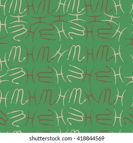 Seamless pattern of zodiac signs, doodles, object,pisces,scorpio. Hand drawn.
