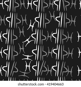 Seamless pattern of zodiac signs, doodles, object,pisces,libra. Hand drawn.