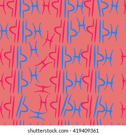 Seamless pattern of zodiac signs, doodles, object,pisces,libra. Hand drawn.