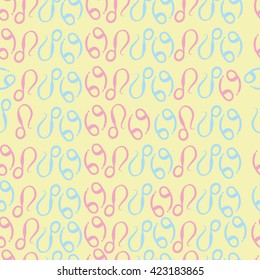 Seamless  pattern  of zodiac signs, doodles, object,cancer,lions. Hand drawn.