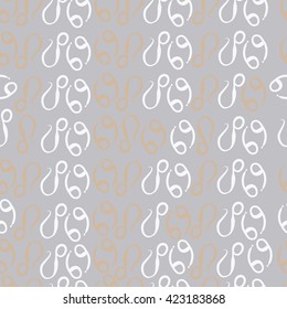 Seamless  pattern  of zodiac signs, doodles, object,cancer,lions. Hand drawn.
