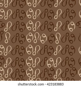 Seamless  pattern  of zodiac signs, doodles, object,cancer,lions. Hand drawn.