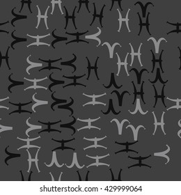 Seamless  pattern of zodiac signs, doodles,  object,aries, pisces. Hand drawn.