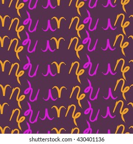 Seamless  pattern of zodiac signs, doodles,  object,aries, capricorn. Hand drawn.