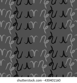 Seamless  pattern of zodiac signs, doodles,  object,aries, capricorn. Hand drawn.