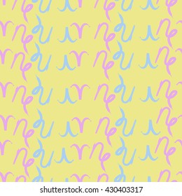 Seamless  pattern of zodiac signs, doodles,  object,aries, capricorn. Hand drawn.