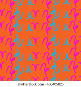 Seamless  pattern of zodiac signs, doodles,  object,aries, capricorn. Hand drawn.