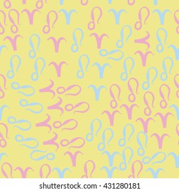 Seamless  pattern of zodiac signs, doodles,  object,aries,lion. Hand drawn.