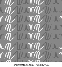 Seamless   pattern of zodiac signs, doodles,  object,aries,scorpio. Hand drawn.