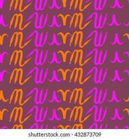 Seamless   pattern of zodiac signs, doodles,  object,aries,scorpio. Hand drawn.