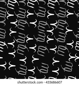 Seamless  pattern of zodiac signs, doodles,  object,aries,virgo. Hand drawn.