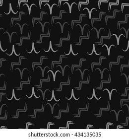 Seamless    pattern of zodiac signs, doodles,  object,aries,aquarius. Hand drawn.