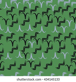 Seamless    pattern of zodiac signs, doodles,  object,aries,aquarius. Hand drawn.