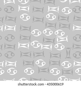 Seamless  pattern of zodiac signs, doodles,  object,gemini,cancer. Hand drawn.