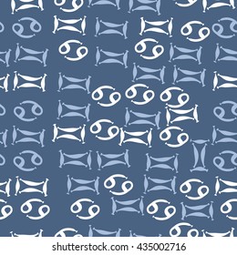 Seamless  pattern of zodiac signs, doodles,  object,gemini,cancer. Hand drawn.