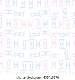 Seamless  pattern of zodiac signs, doodles,  object,gemini,pisces. Hand drawn.