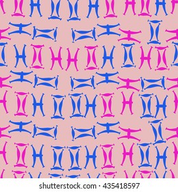 Seamless  pattern of zodiac signs, doodles,  object,gemini,pisces. Hand drawn.