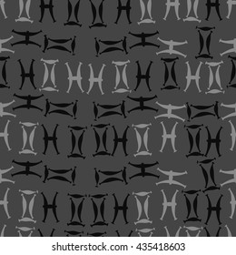Seamless  pattern of zodiac signs, doodles,  object,gemini,pisces. Hand drawn.