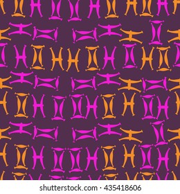 Seamless  pattern of zodiac signs, doodles,  object,gemini,pisces. Hand drawn.