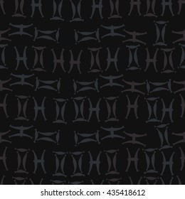 Seamless  pattern of zodiac signs, doodles,  object,gemini,pisces. Hand drawn.