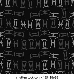 Seamless  pattern of zodiac signs, doodles,  object,gemini,pisces. Hand drawn.