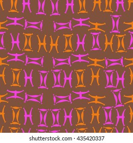 Seamless  pattern of zodiac signs, doodles,  object,gemini,pisces. Hand drawn.