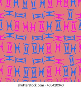 Seamless  pattern of zodiac signs, doodles,  object,gemini,pisces. Hand drawn.