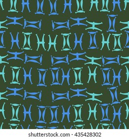 Seamless  pattern of zodiac signs, doodles,  object,gemini,pisces. Hand drawn.
