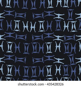Seamless  pattern of zodiac signs, doodles,  object,gemini,pisces. Hand drawn.