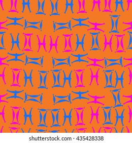 Seamless  pattern of zodiac signs, doodles,  object,gemini,pisces. Hand drawn.