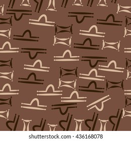 Seamless pattern of zodiac signs, doodles,  object,gemini,libra. Hand drawn.