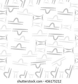 Seamless pattern of zodiac signs, doodles,  object,gemini,libra. Hand drawn.