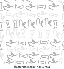 Seamless pattern of zodiac signs, doodles,  object,gemini,capricorn. Hand drawn.