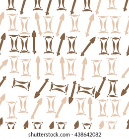 Seamless pattern of zodiac signs, doodles,  object,gemini,sagittarius. Hand drawn.