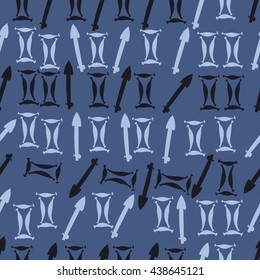Seamless pattern of zodiac signs, doodles,  object,gemini,sagittarius. Hand drawn.