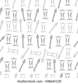 Seamless pattern of zodiac signs, doodles,  object,gemini,sagittarius. Hand drawn.