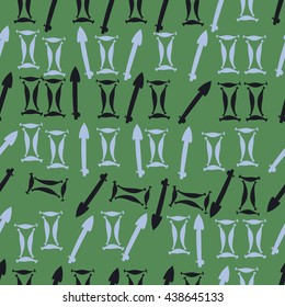 Seamless pattern of zodiac signs, doodles,  object,gemini,sagittarius. Hand drawn.