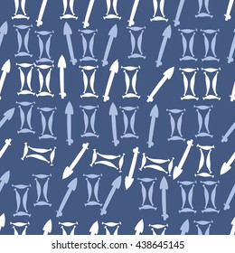 Seamless pattern of zodiac signs, doodles,  object,gemini,sagittarius. Hand drawn.