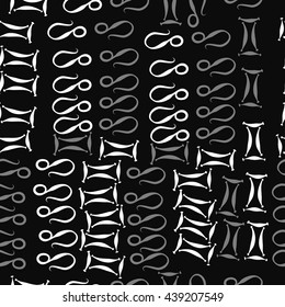 Seamless pattern of zodiac signs, doodles,  object, gemini,lion. Hand drawn.