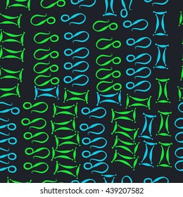 Seamless pattern of zodiac signs, doodles,  object, gemini,lion. Hand drawn.