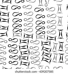 Seamless pattern of zodiac signs, doodles,  object, gemini,lion. Hand drawn.