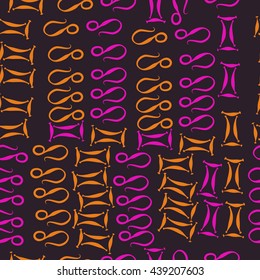 Seamless pattern of zodiac signs, doodles,  object, gemini,lion. Hand drawn.