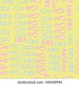 Seamless pattern of zodiac signs, doodles,  object, gemini,lion. Hand drawn.