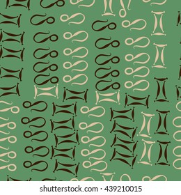 Seamless pattern of zodiac signs, doodles,  object, gemini,lion. Hand drawn.