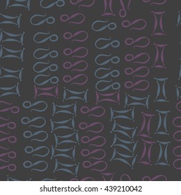 Seamless pattern of zodiac signs, doodles,  object, gemini,lion. Hand drawn.
