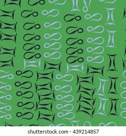 Seamless pattern of zodiac signs, doodles,  object, gemini,lion. Hand drawn.