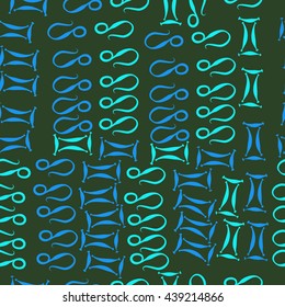Seamless pattern of zodiac signs, doodles,  object, gemini,lion. Hand drawn.