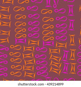 Seamless pattern of zodiac signs, doodles,  object, gemini,lion. Hand drawn.